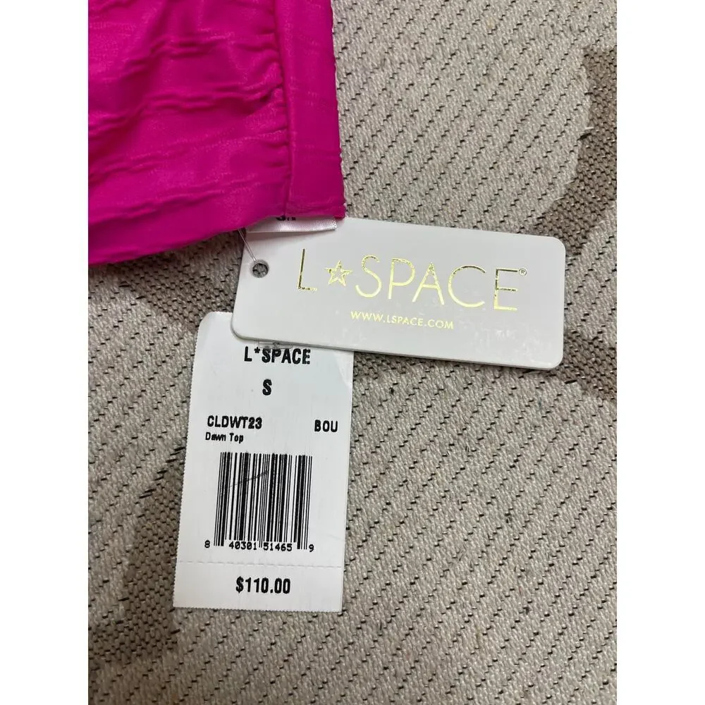 Lspace Dawn Bikini Bandeau Halter Swim Top, Bougainvillea, MSRP $110,size small